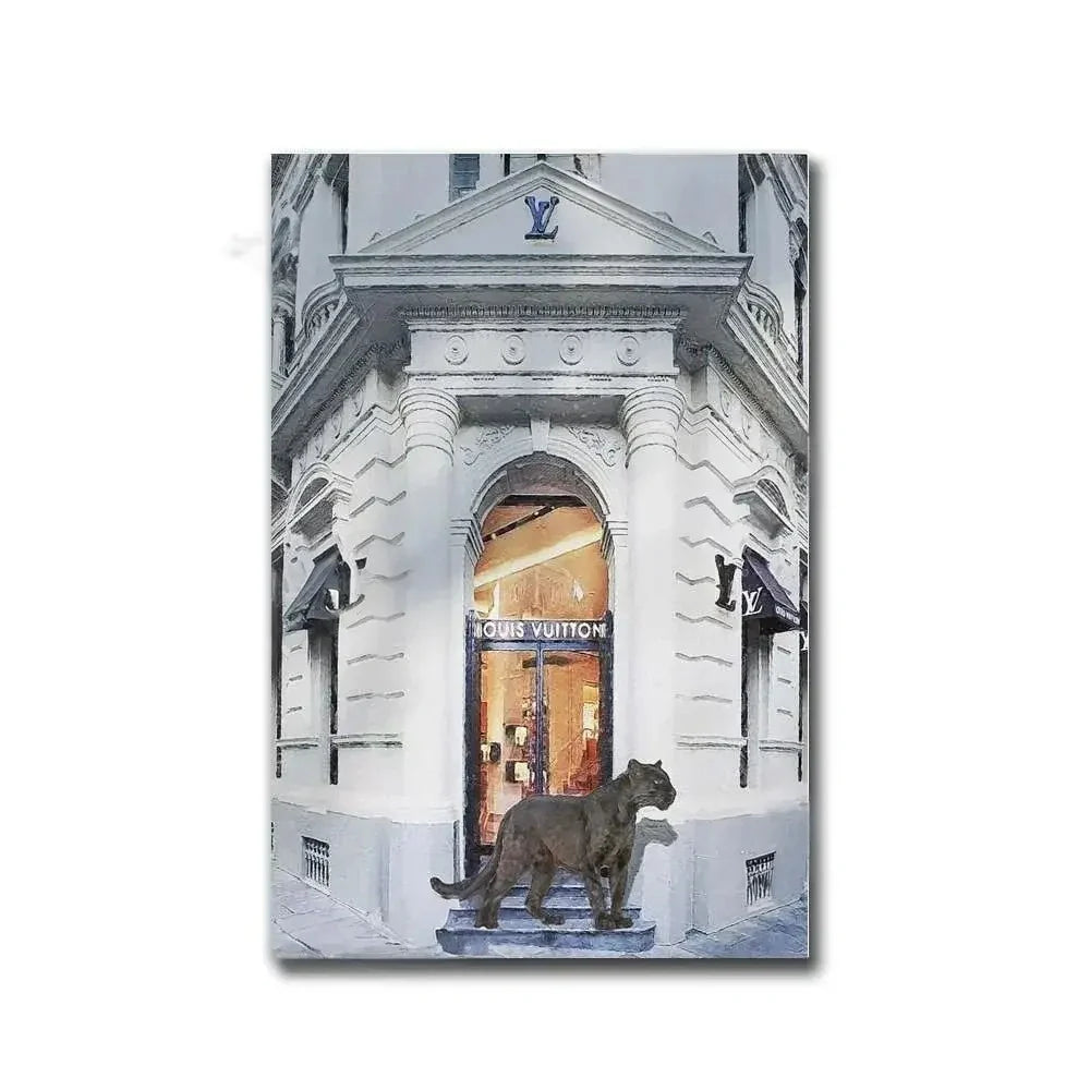 Louis Vuitton Panther Poster | Muurdecoratie Parijs | Wanddecoratie Skylines & Silhouetten Kunst
