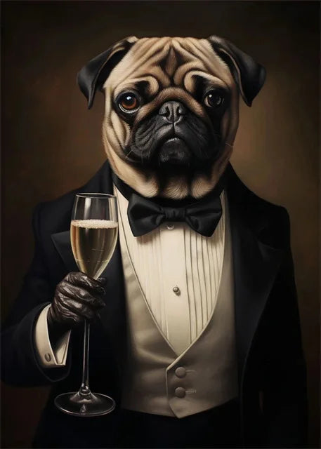 Gentleman's Gala Poster | Pug in Black Tie | Klassieke Wanddecoratie | Muurdecoratie voor Huis & Tuin