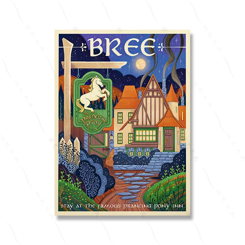 Bree Poster | Prancing Pony Inn Wanddecoratie | Vintage Stijl | Klassieke Taverne Muurdecoratie Fans