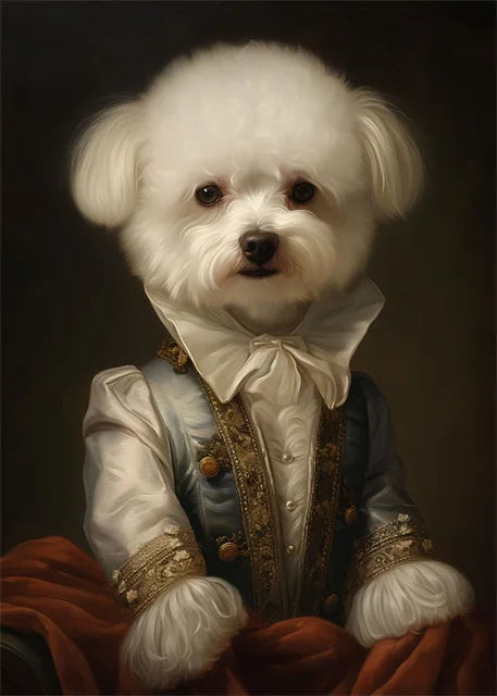 Baroque Aristocrat Poster | Muurdecoratie Bichon Frise Schilderijen | Rococo Stijl Wanddecoratie