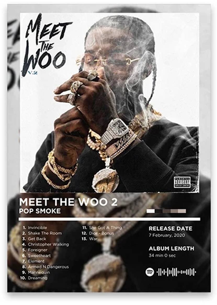 Meet The Woo 2 Poster | Muurdecoratie Hip Hop | Pop Smoke Iconische Albumkunst | Schilderijenwanddecoratie