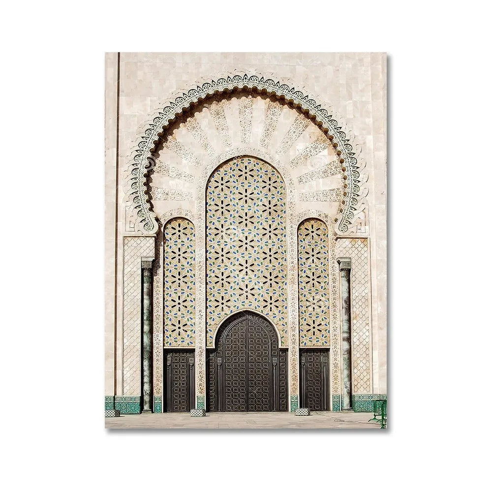 Majestic Mosque Portal | Islamitische Muurdecoratie | Betoverende Architectuur Poster | Wanddecoratie rijzend door geloof en schoonheid