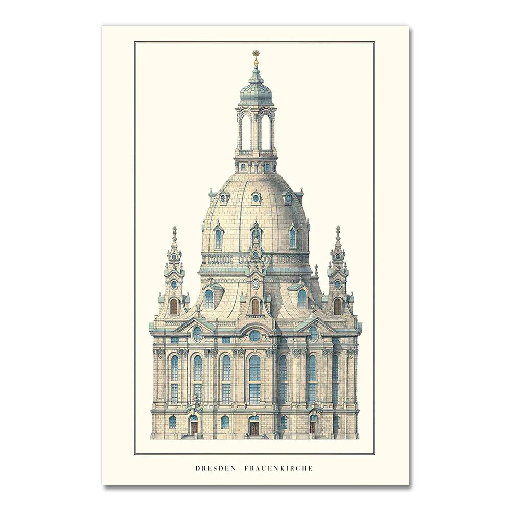 Frauenkirche Posters | Dresden | Duitsland | Barokke Kerk Herstel | Duitse Architectuur Herleving | Geschiedkundige Muurdecoratie