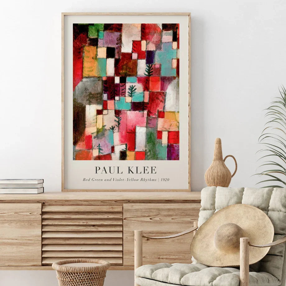 Red Green and Violet-Yellow Rhythms | Paul Klee Muurdecoratie | Abstracte Posters | Wanddecoratie | Kunstzinnig Drukwerk | Kleurvolle Schilderijen