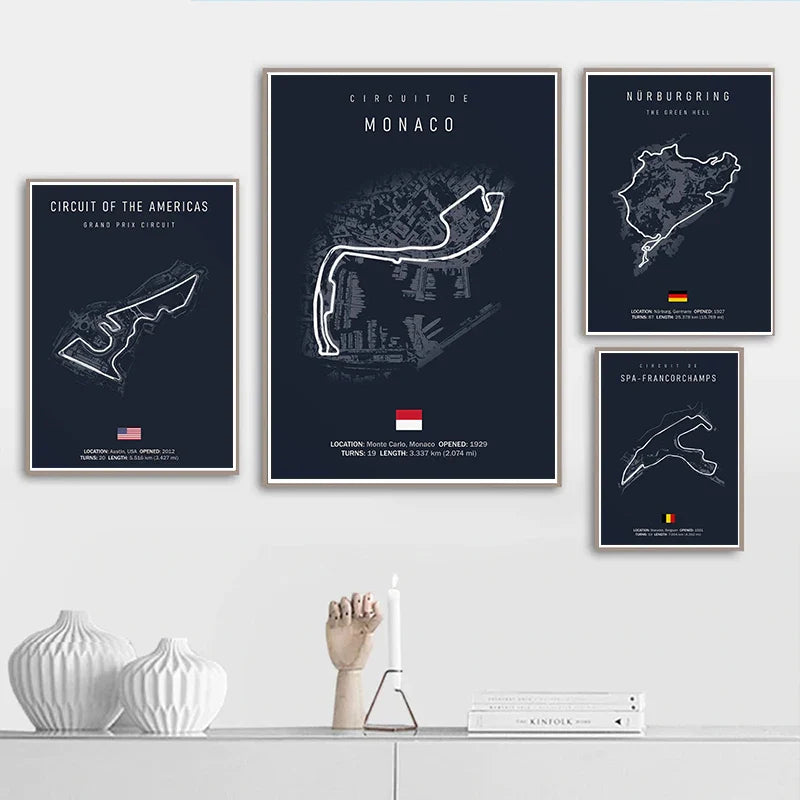 Laguna Seca Race Track Map | Posters | Motorsport Muurdecoratie | Schilderijen | Woonkamer Decoratie | Wanddecoratie | Moderne Canvas Kunst | Cadeau voor Race Enthusiasten | Hoogwaardige Print
