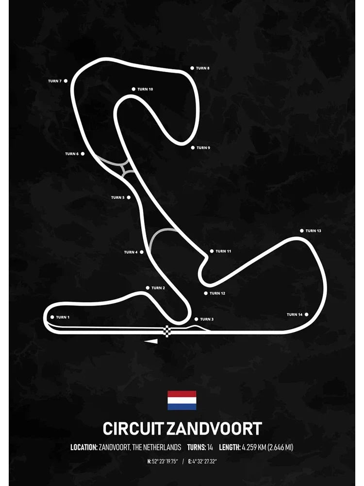 Circuit Zandvoort Formula 1 Posters | Wanddecoratie | Muurdecoratie | Dutch Grand Prix | Schilderijen | Scenic Zandvoort | Kunst