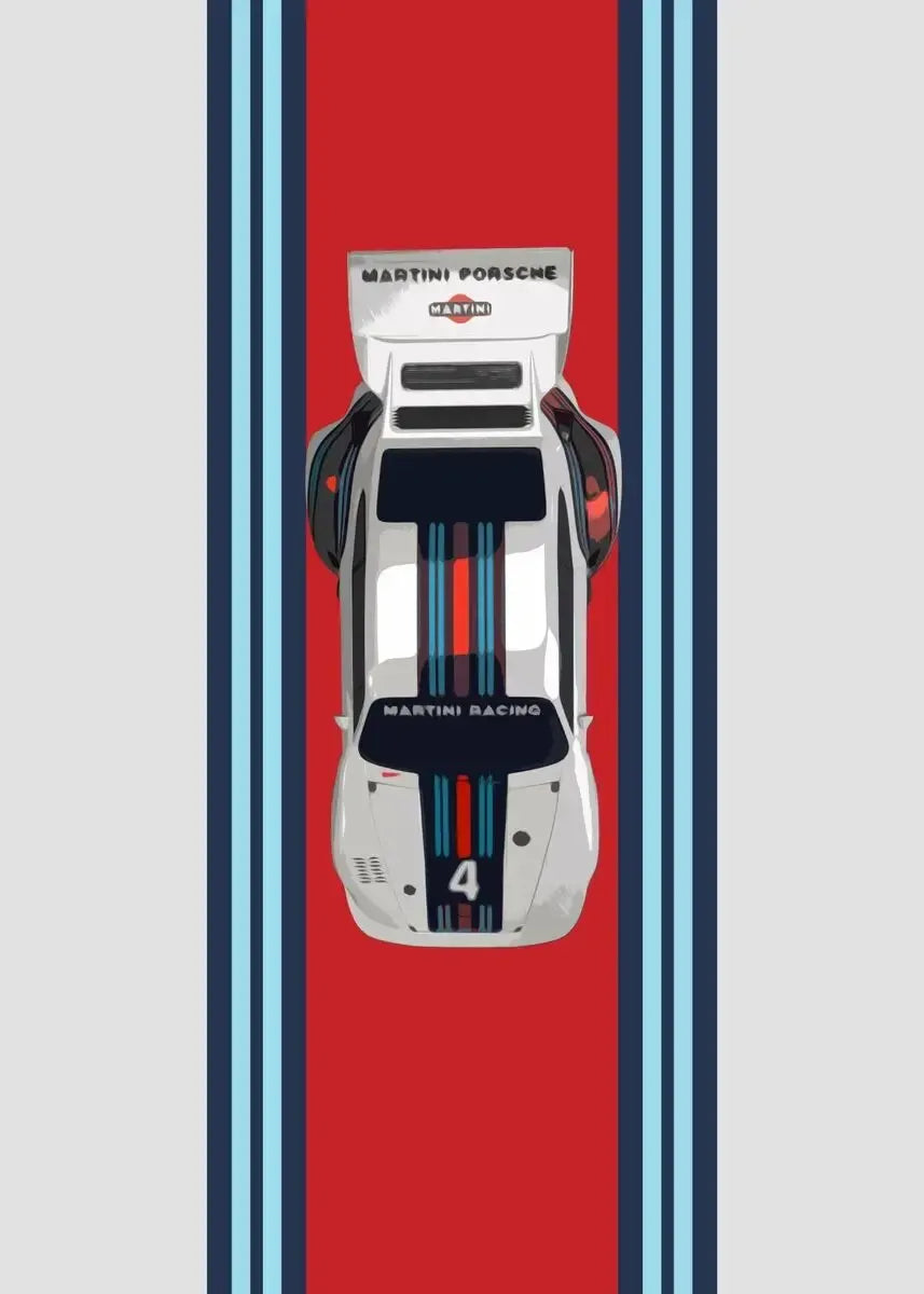 Porsche 911 Martini | Vintage Wanddecoratie | Muurdecoratie Racing Heritage | Poster Martini Porsche