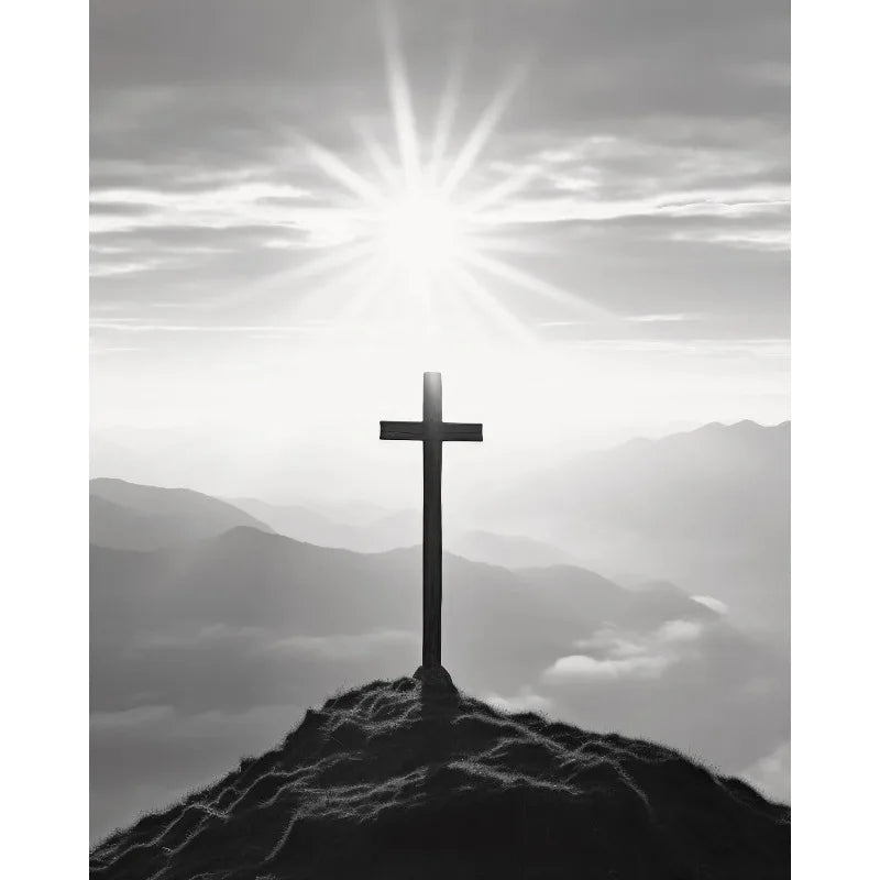 The Cross, Our Salvation | John 3:16 Muurdecoratie | Sunrise-Illuminated Cross | Christelijke Wanddecoratie | Poster | Katholiek | Orthodoxe Kunst