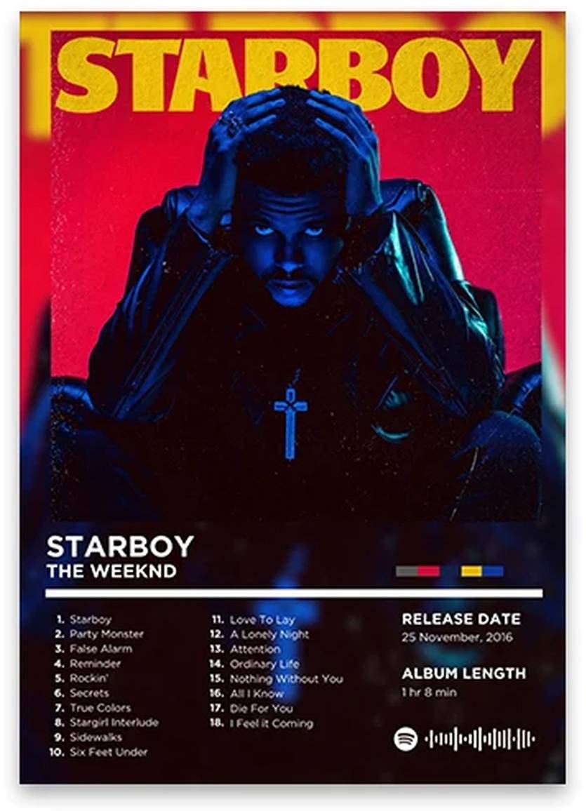 The Weeknd Starboy Poster | Iconische Muurdecoratie | Muziek Wanddecoratie | Hip Hop Kunst | Rhyme Legends Print