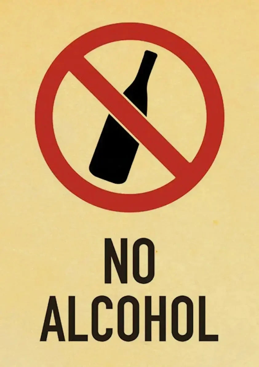 Vintage Warning Signs | Muurdecoratie | Retro Wanddecoratie | Posters | No Alcohol Danger Signs | Huis en Tuin Kunst