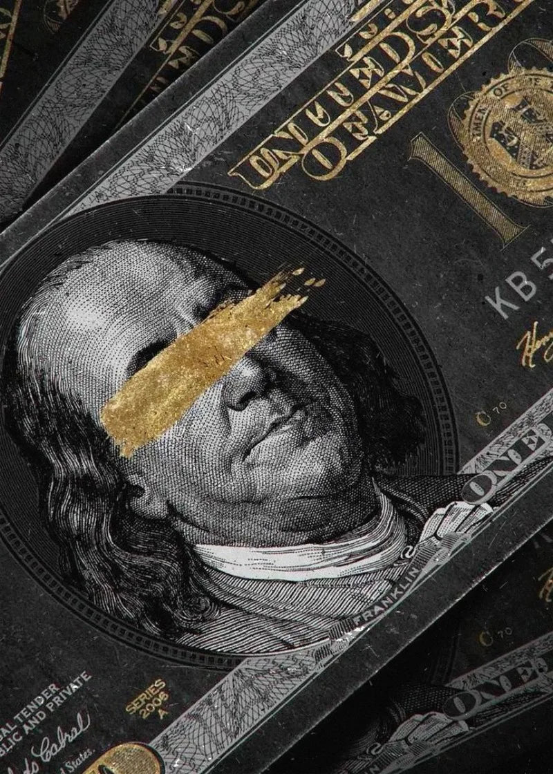 Gold Eye Dollar Poster | Muurdecoratie | Benjamin Franklin | Wanddecoratie | Luxe Money Art | Posters