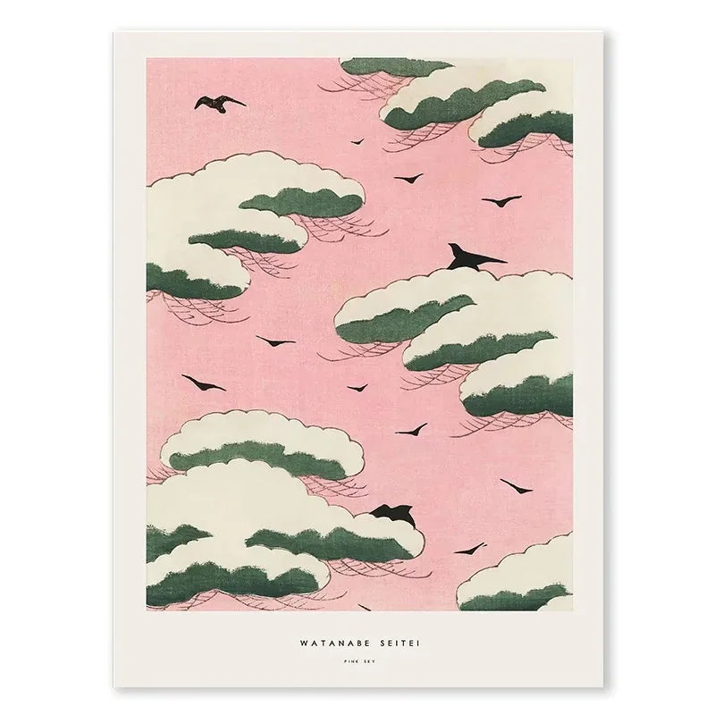 Pine Sky | Watanabe Seitei Kunstwerk | Japanese Ukiyo-e | Traditionele Muurdecoratie Poster | Wanddecoratie
