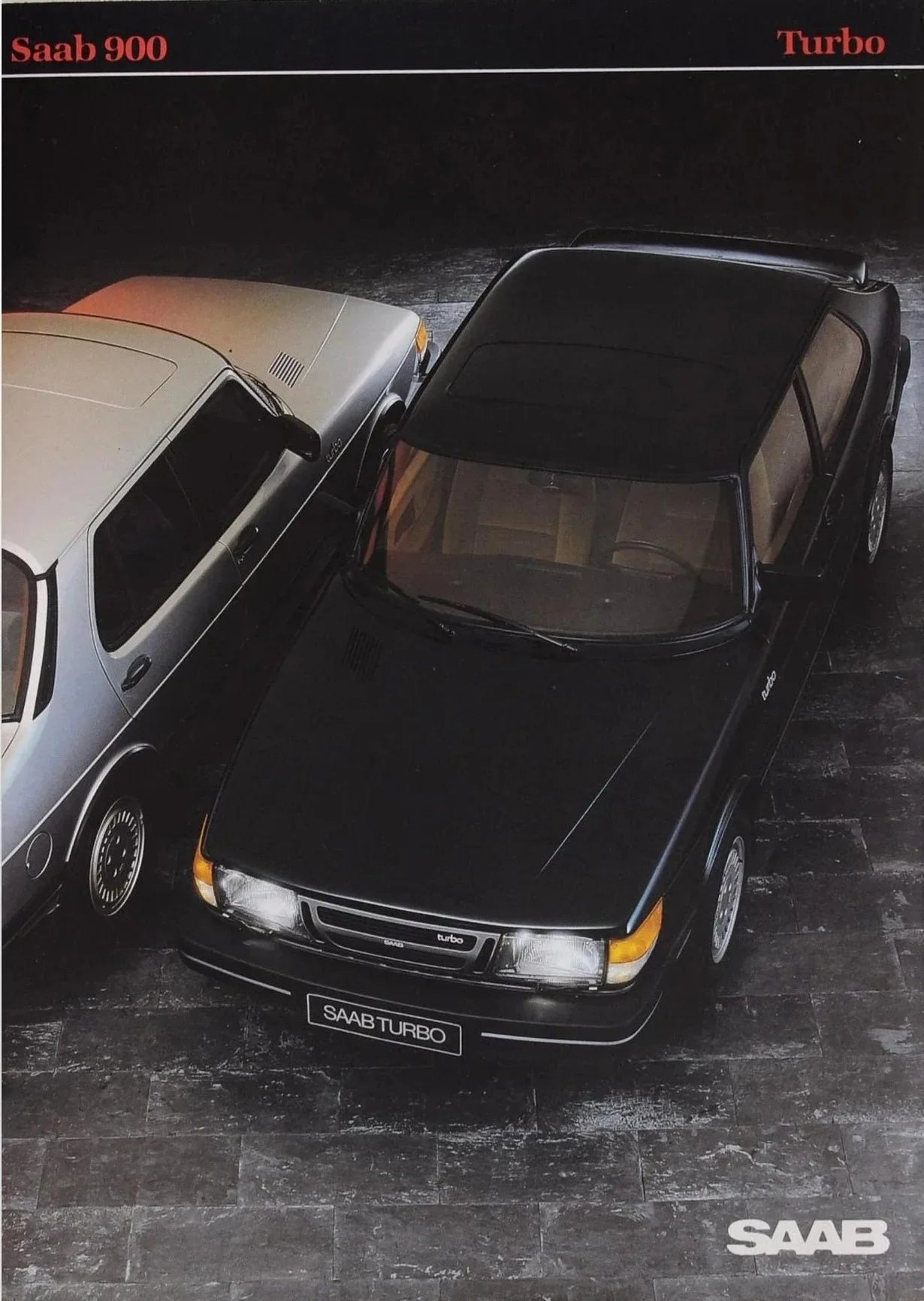 Saab 900 Turbo Poster | Iconische Muurdecoratie | Vintage Auto Kunst | Zwart Zilver | Saab Posters