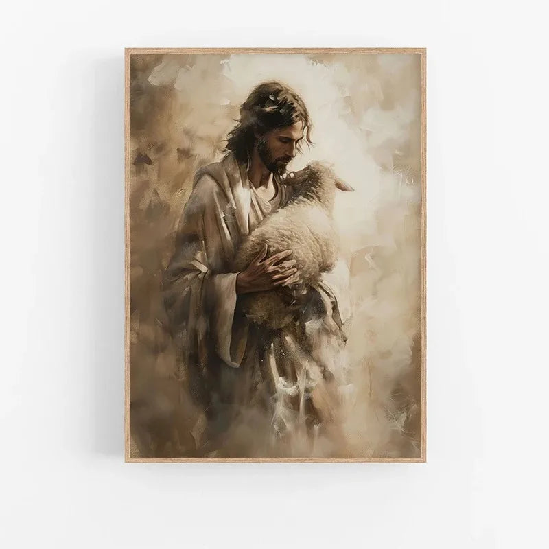 The Good Shepherd Jesus Poster | Inspirerende Muurdecoratie | Christelijke Wanddecoratie | John 10:14 Kunst | Katholieke & Orthodoxe Posters