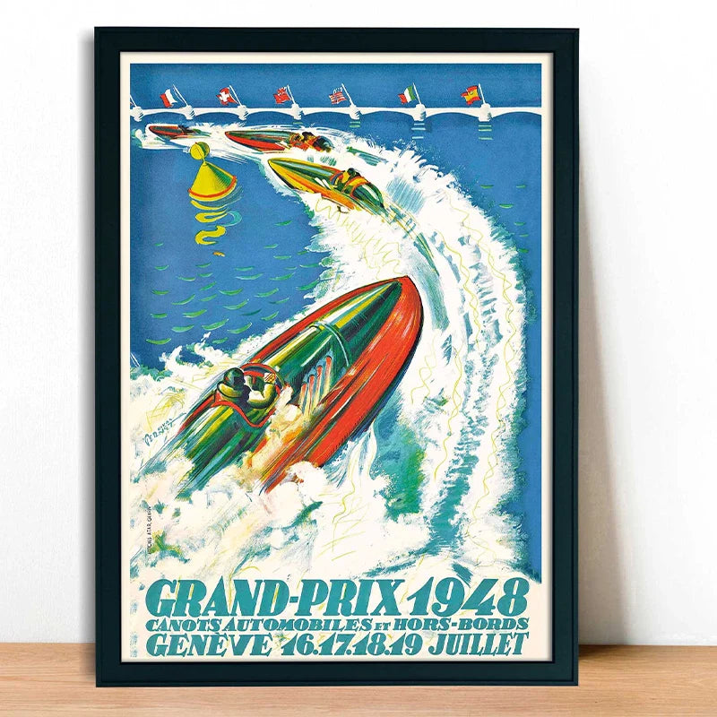 Vintage Winter Ski Horse Racing Poster 1948 Geneva | Retro Wanddecoratie | Sport Muurdecoratie | Posters