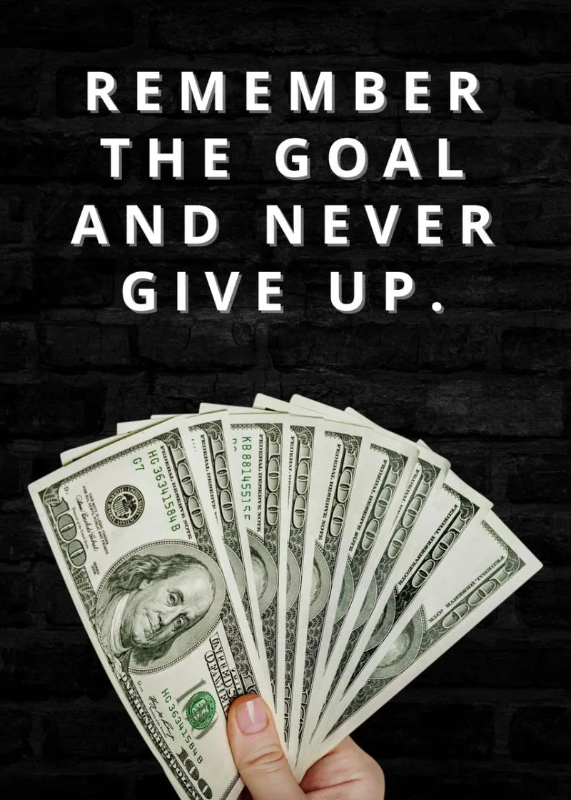 Goal Motivation Dollar Fan Poster | Muurdecoratie | Wanddecoratie | Posters voor Succesgerichte Kantoorruimtes