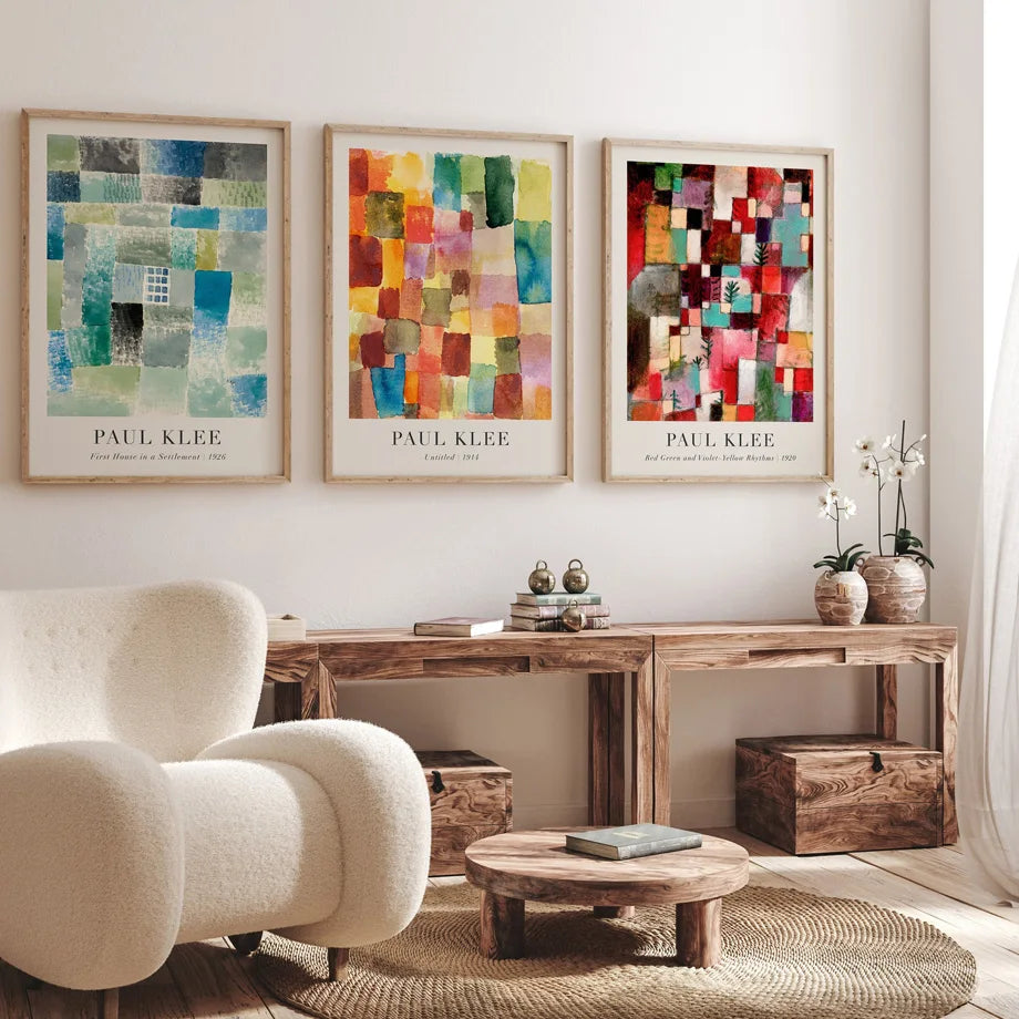 Red Green and Violet-Yellow Rhythms | Paul Klee Muurdecoratie | Abstracte Posters | Wanddecoratie | Kunstzinnig Drukwerk | Kleurvolle Schilderijen