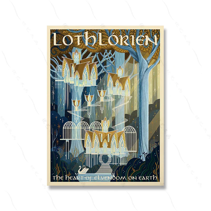 Lothlorien, The Golden Wood | Schitterende Muurdecoratie voor Liefhebbers van Betoverde Bossen | Posters