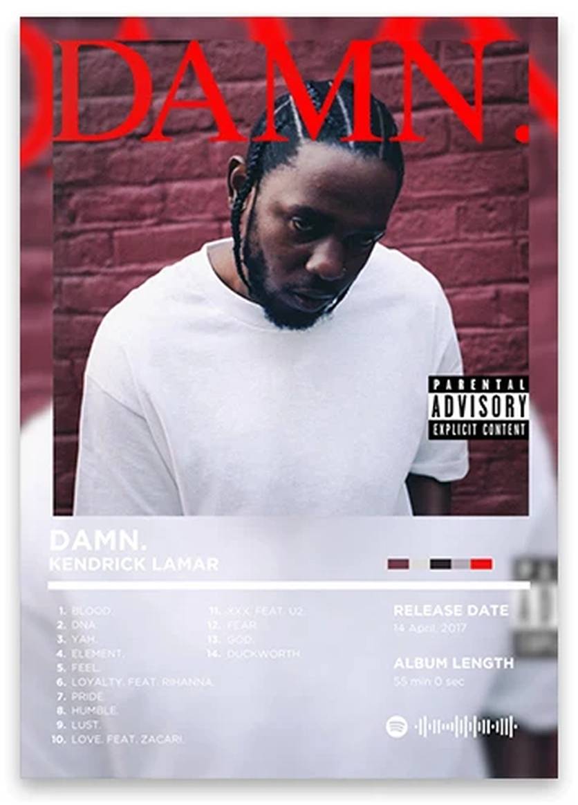 DAMN. Albumhoes | Poster Muurdecoratie | Kendrick Lamar | Hip Hop Wanddecoratie | Muziek Canvas Kunst