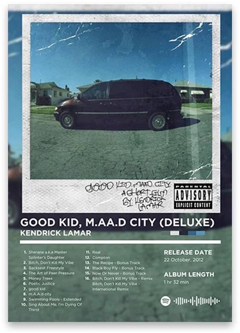 Good Kid, m.A.A.d city Posters | Muurdecoratie Muziek Kunst | Kendrick Lamar Album Art | Hip Hop Schilderijen | Wanddecoratie Rhyme Legends | Iconische Kunst