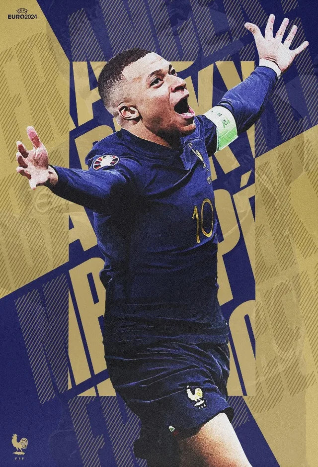 Kylian Mbappe #7 Poster | Viering | Muurdecoratie | Voetbal Legende Posters | Wanddecoratie