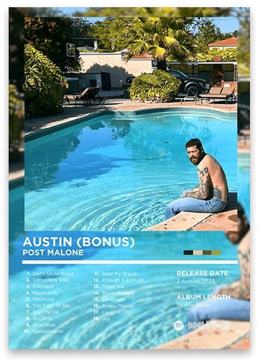 Austin Poster | Post Malone Muurdecoratie | Rhyme Legends Serie | Iconisch Hip Hop Album Cover | Wanddecoratie Kunst Collectie