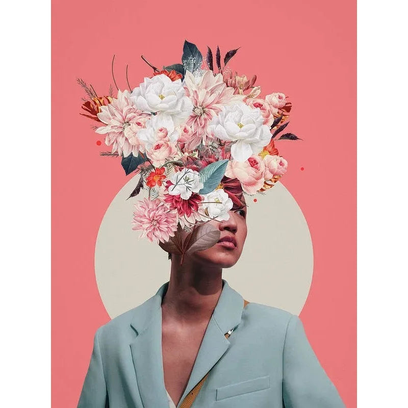 Elegance of Pastel Blooms | Vintage Floral Woman | Delicate Flower Crown Art | Muurdecoratie | Posters