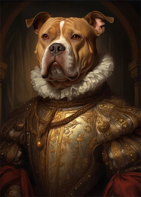 Guardian of the Realm Poster | Muurdecoratie met Pitbull in Gouden Armor | Regal Dog Wanddecoratie