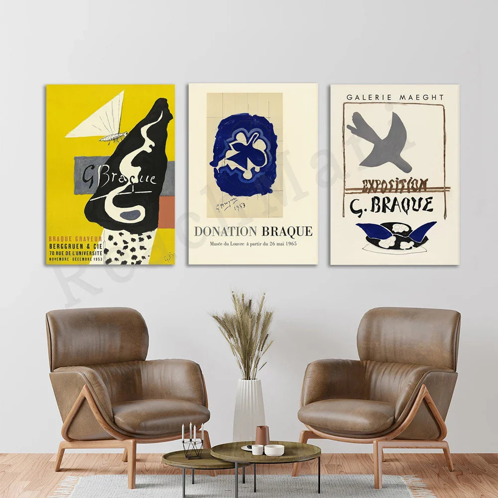 Georges Braque Art Poster | Louvre Exhibition 1965 | Muurdecoratie | Vintage Kunst Print | Wanddecoratie