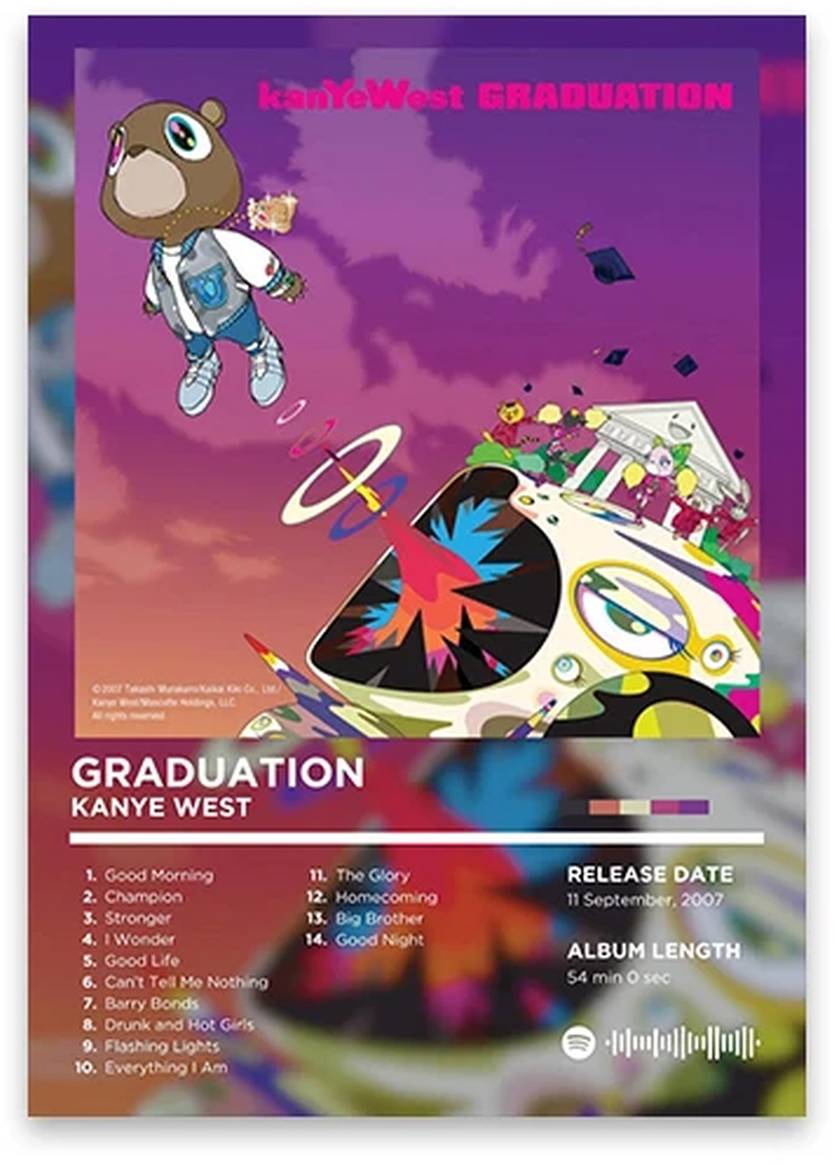 Graduation Album Cover | Kanye West Muurdecoratie | Iconische Rhyme Legends Wanddecoratie | Hip Hop Posters | Muziek Wandkunst