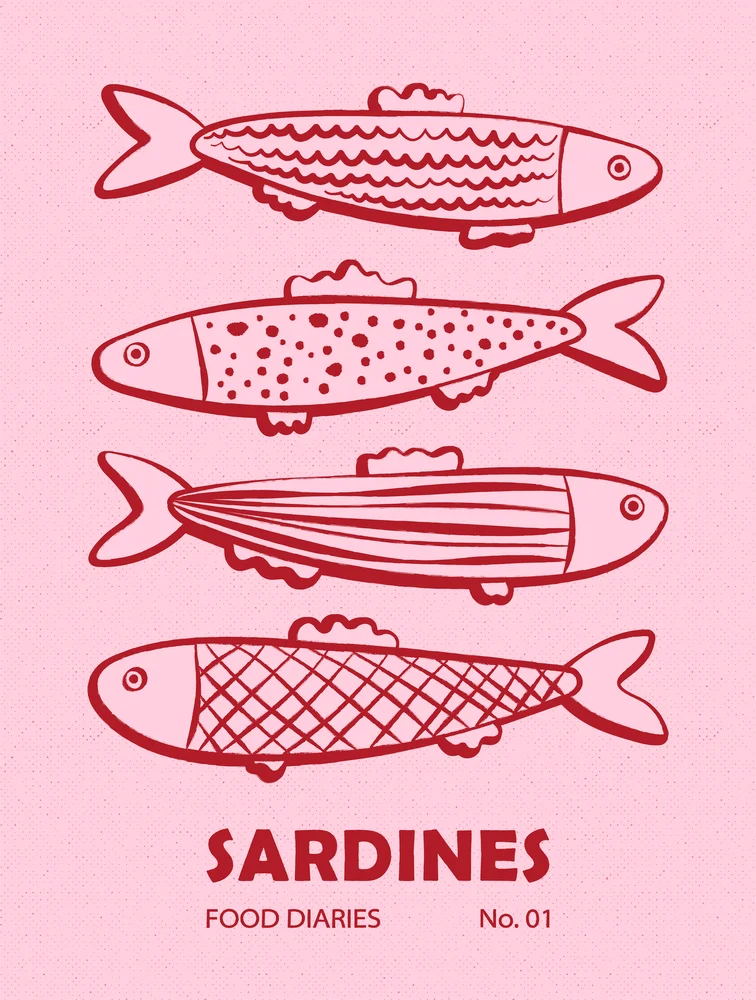 Sardines Food Diaries No. 01 | Nostalgisch Muurdecoratie Kunst | Posters voor Keuken Wanddecoratie