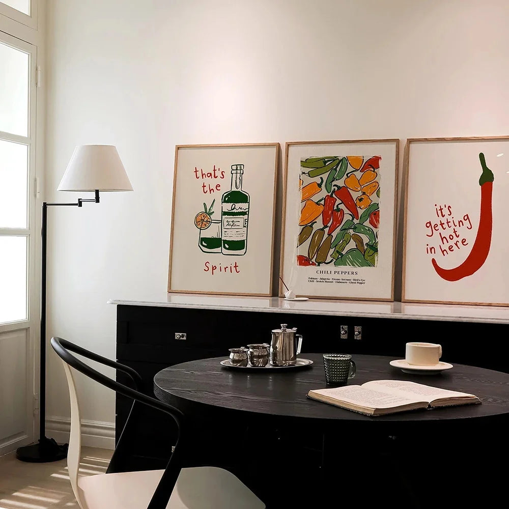 Japanese Hot Chilli Pepper | Pulseerend Rood Chili Kunst | Moderne Muurdecoratie | Aziatische Wanddecoratie