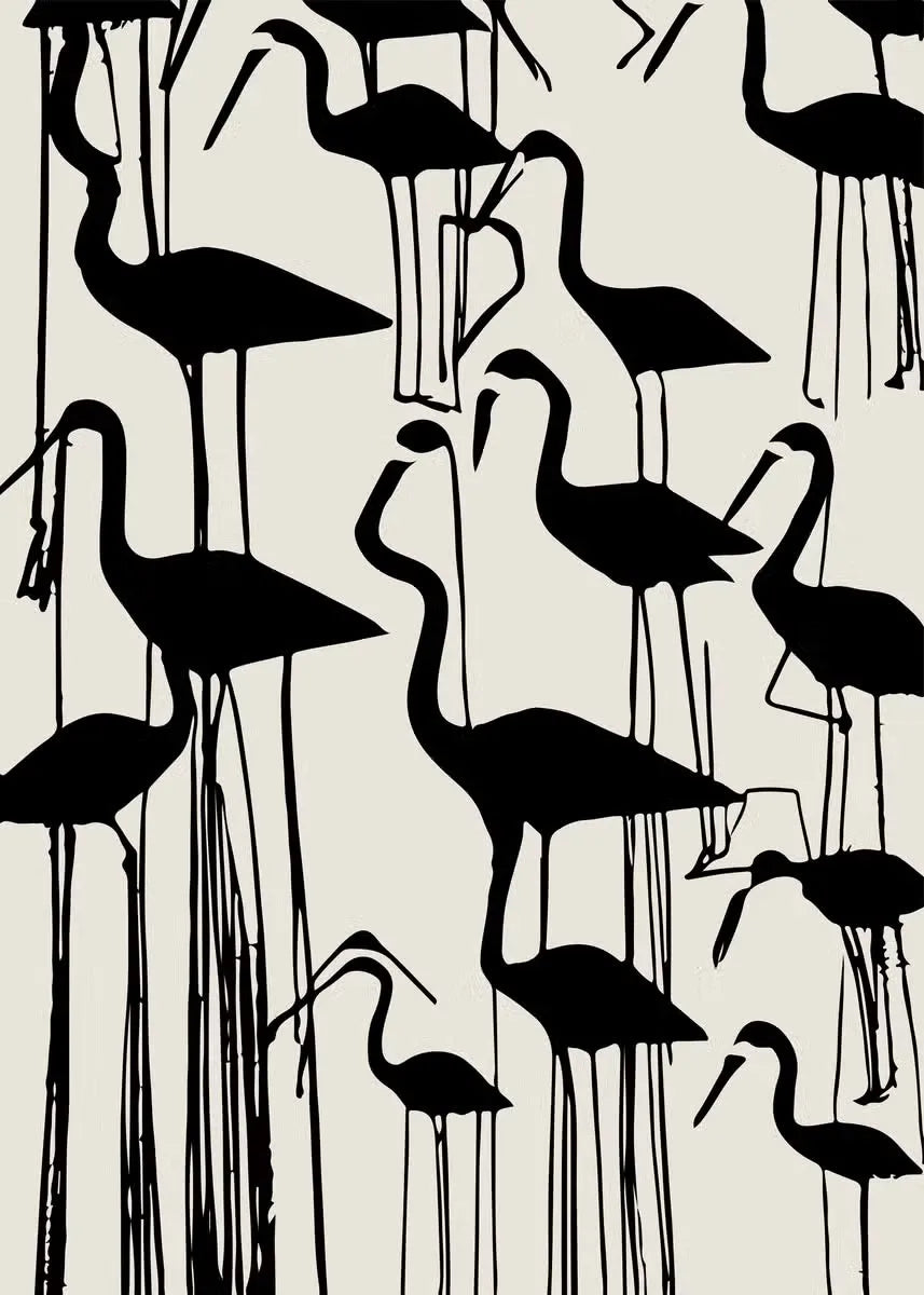 Flamingo Motifs | Japanse Artistieke Expressies | Wanddecoratie Poster | Muurdecoratie Kunst