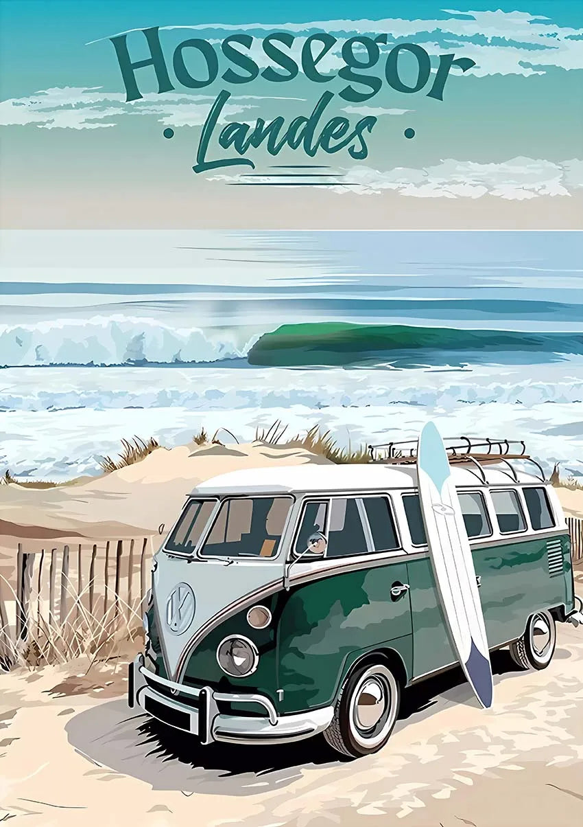 Hossegor | Landes | Idyllic Beachfront Escape | Muurdecoratie Strand | Poster Wanddecoratie | Schilderij Strandgezichten | Canvas Kunst