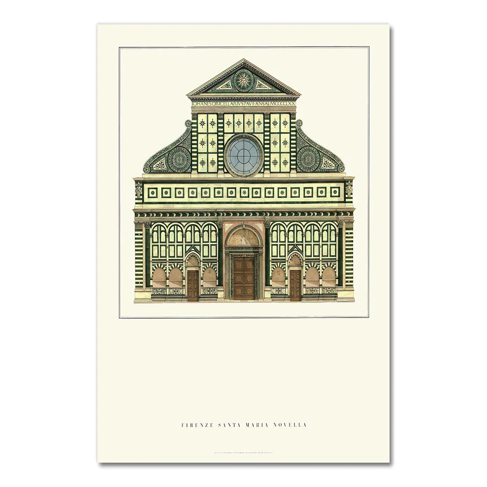 Santa Maria Novella Posters | Florence Muurdecoratie | Italiaanse Renaissance Architectuur | Wanddecoratie Italië | Klassieke Architecturale Kunst | Italiaanse Muur Kunst