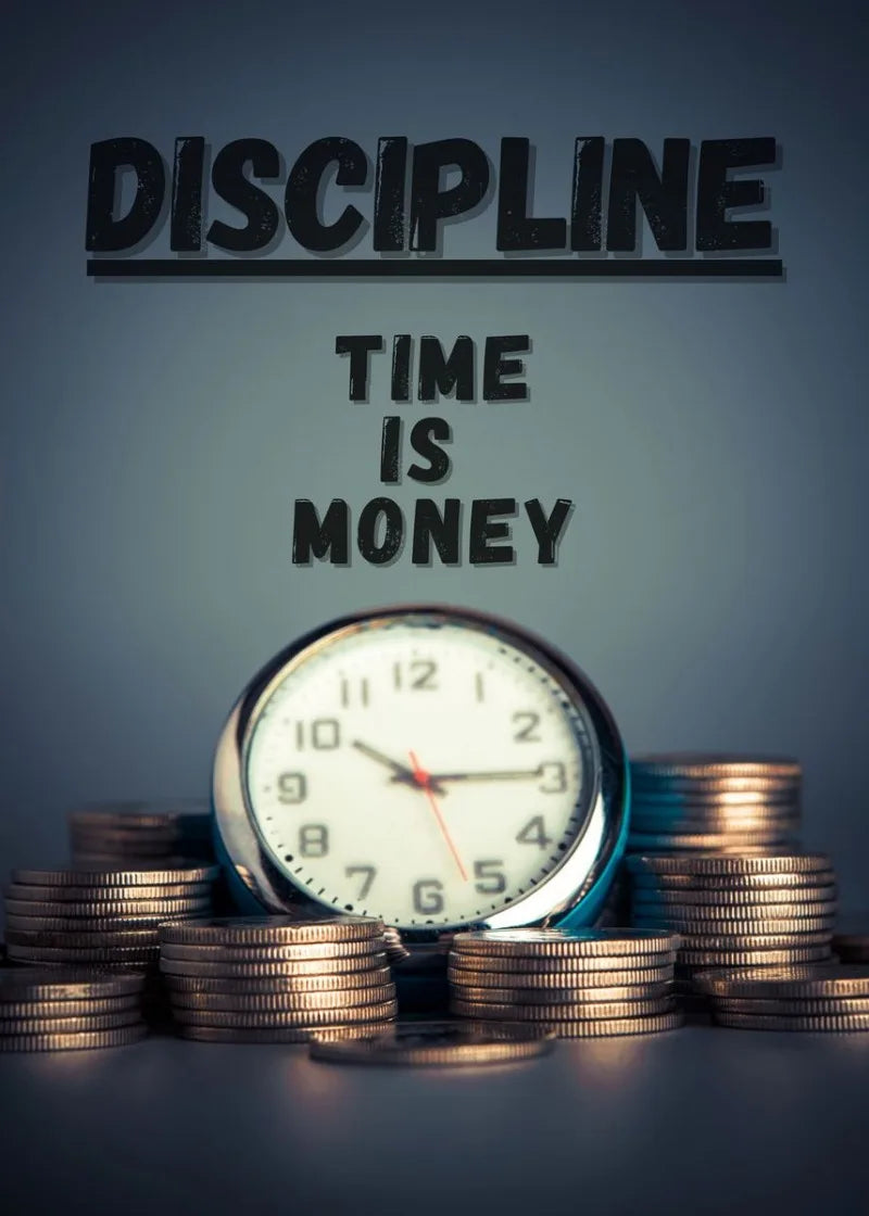 Discipline Time is Money Poster | Muurdecoratie | Motivational Clock and Money Art | Wanddecoratie | Posters