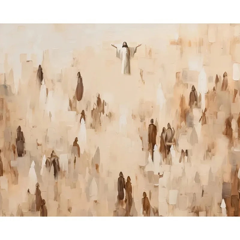 I Am the Light of the World Posters | Jesus Feeds the 5,000 | Christelijke Wanddecoratie | John 8:12 Muurdecoratie | Jeus Tussen de Menigte | Katholiek & Orthodox Kunst | Goddelijke Gids Schilderijen
