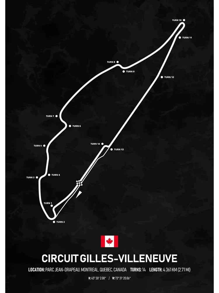 Circuit Gilles-Villeneuve Poster | Muurdecoratie | Montreal Grand Prix | Formule 1 Kunst | Wanddecoratie