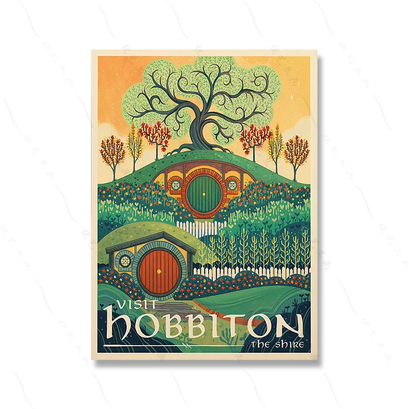 The Shire Poster | Muurdecoratie Hobbiton Landschap | Wanddecoratie voor Rustieke Sferen en Knusse Woonruimtes