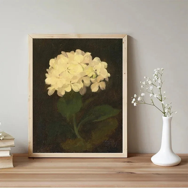 Gentle Hydrangea Close-Up | Muurdecoratie | Vintage Floral Wanddecoratie | Impressionist Blossom | Posters voor Thuis