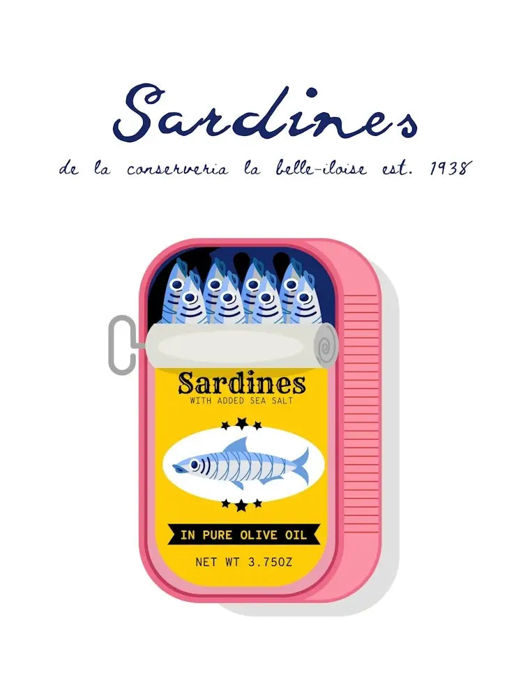 Sardines de la Conserverie La Belle-Iloise | Retro Muurdecoratie | Keuken Wanddecoratie | Vintage Posters Kunst