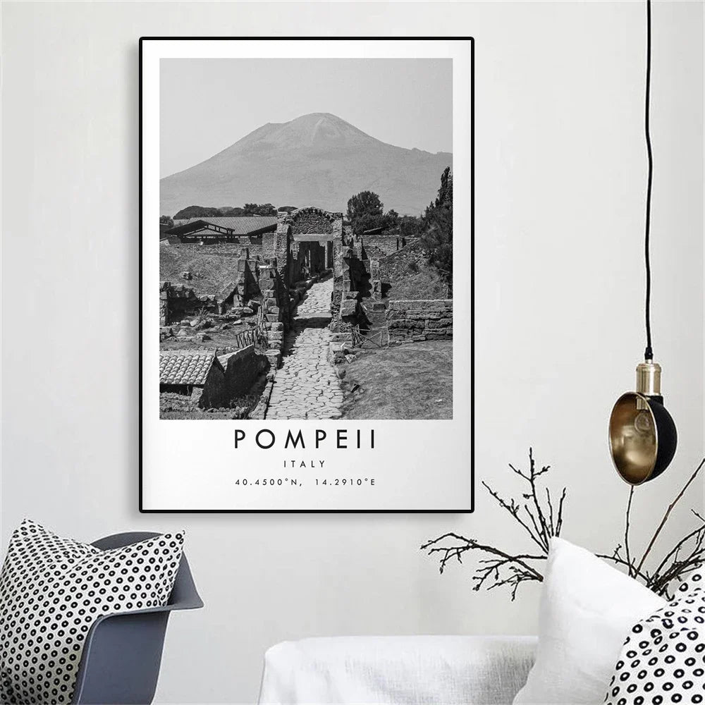 Pompeii Ruins | Muurdecoratie Italië | Vintage Reis Poster Kunst | Oude Stad Wanddecoratie Kunstprint