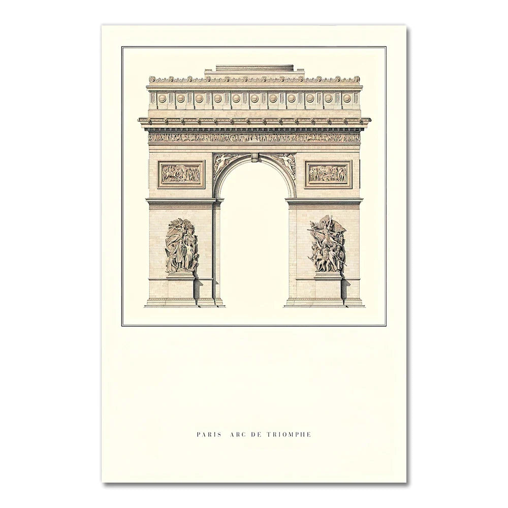 Arc de Triomphe Poster | Muurdecoratie | Franse Bezienswaardigheden | Neoklassieke Architectuur | Europese Wanddecoratie