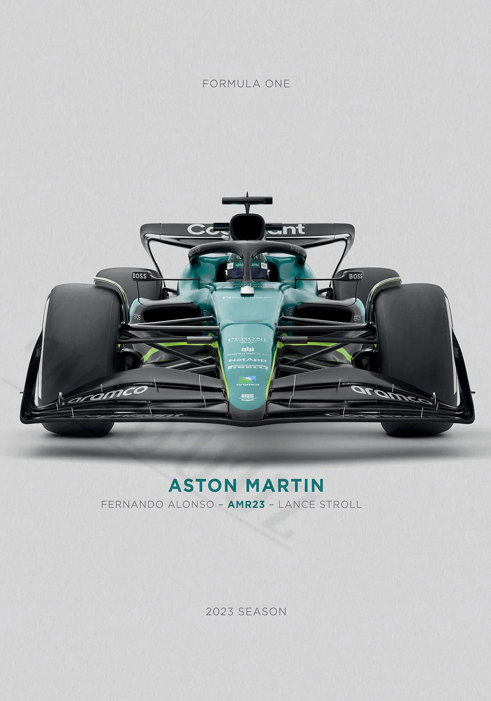 Aston Martin Poster | Fernando Alonso & Lance Stroll | AMR23 Formule 1 Kunst | Muurdecoratie F1 Wanddecoratie Posters