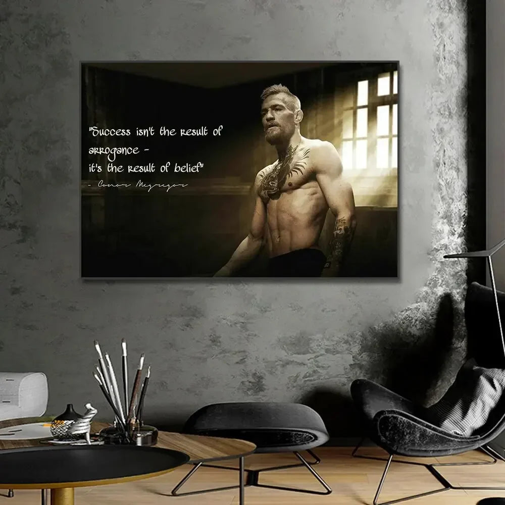 Success Comes From Belief | Conor McGregor Poster | Inspiratie Boxing Print | Muurdecoratie Gym | UFC Motivatie Kunst