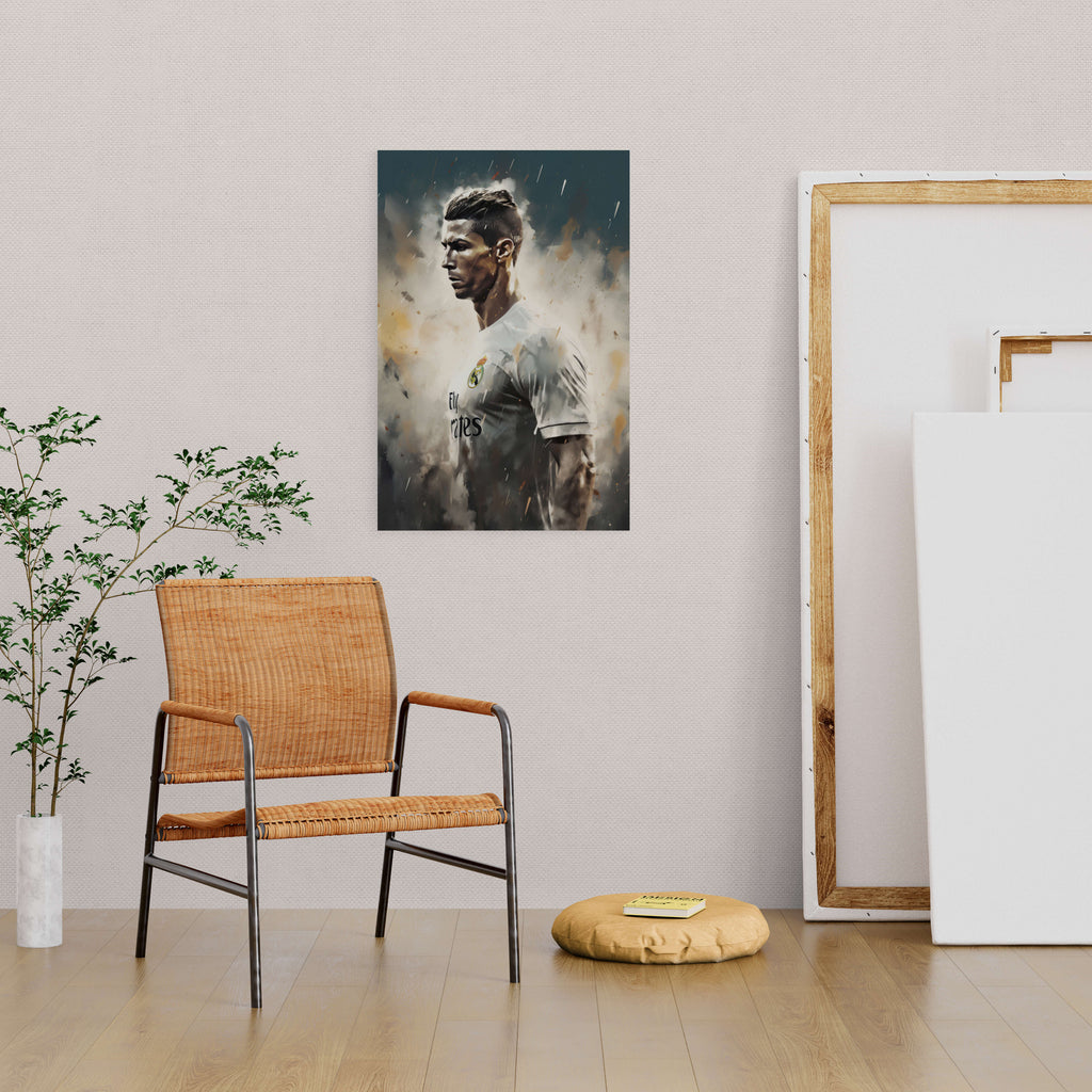 Cristiano Ronaldo | Abstracte Muurdecoratie | Regen Kunst Poster | Voetbal Wanddecoratie | Modern Schilderij