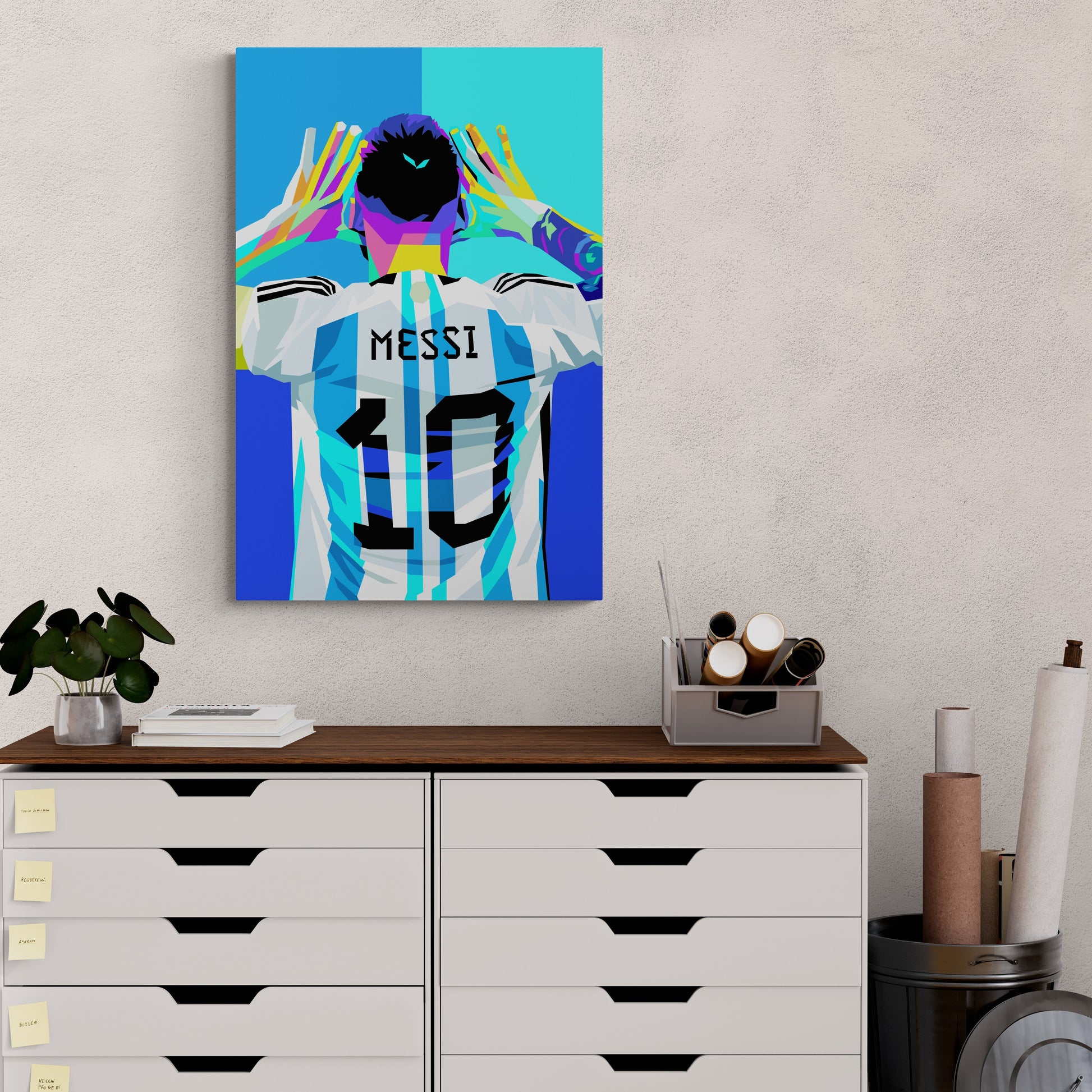 Leonel Messi Pop Art Poster | Muurdecoratie voor Voetbalfans | Moderne Wanddecoratie | Kunstcadeau