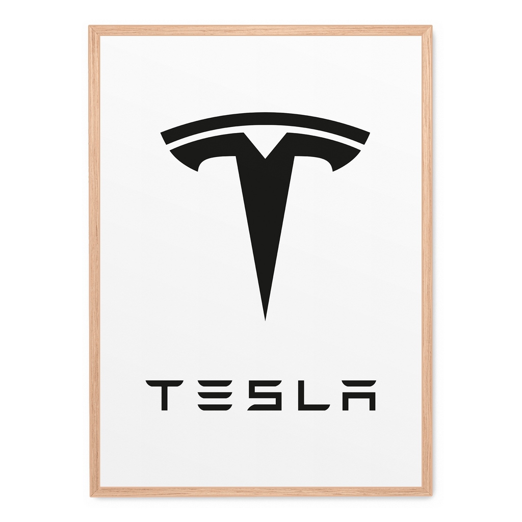 Tesla Logo Poster | Muurdecoratie | Wanddecoratie | Modern Design | Kunst voor Elektrische Auto Enthousiasten