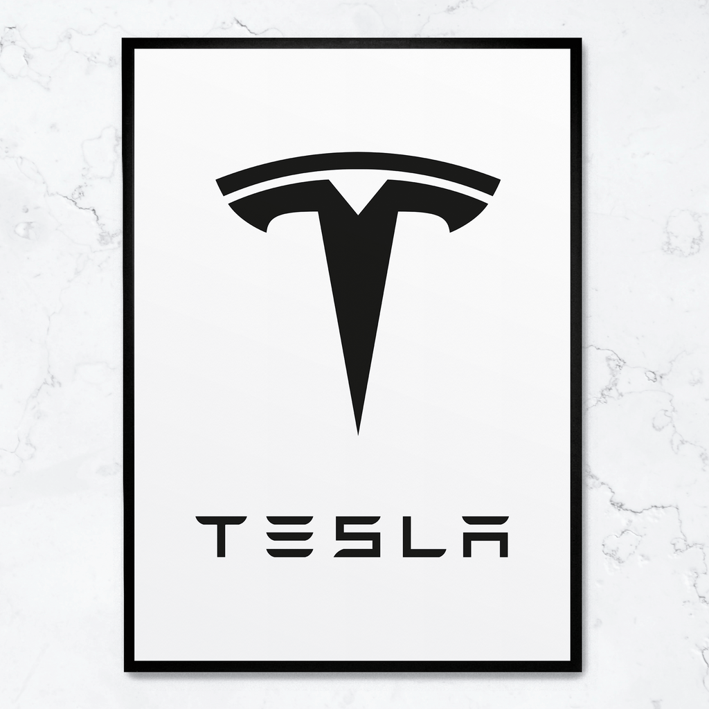 Tesla Logo Poster | Muurdecoratie | Wanddecoratie | Modern Design | Kunst voor Elektrische Auto Enthousiasten