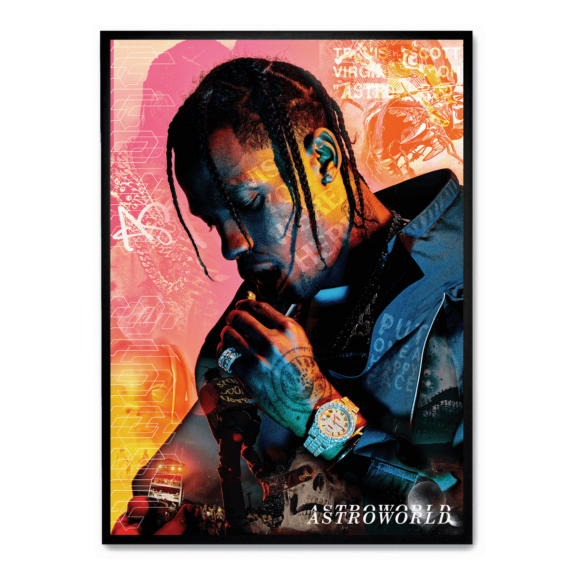 "Travis Scott x Astroworld | Wanddecoratie Muurdecoratie | Posters Album Art Decor | Schilderijen Visuele Kunst"